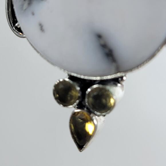 Handmade Pendant with Dendritic Opal & Agate Accents – Silver Natural Stone - Picture 3 of 10